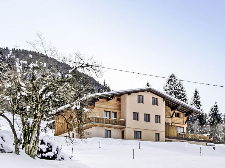 Foto van exterieur van Appartement Tschaggunsin de winter